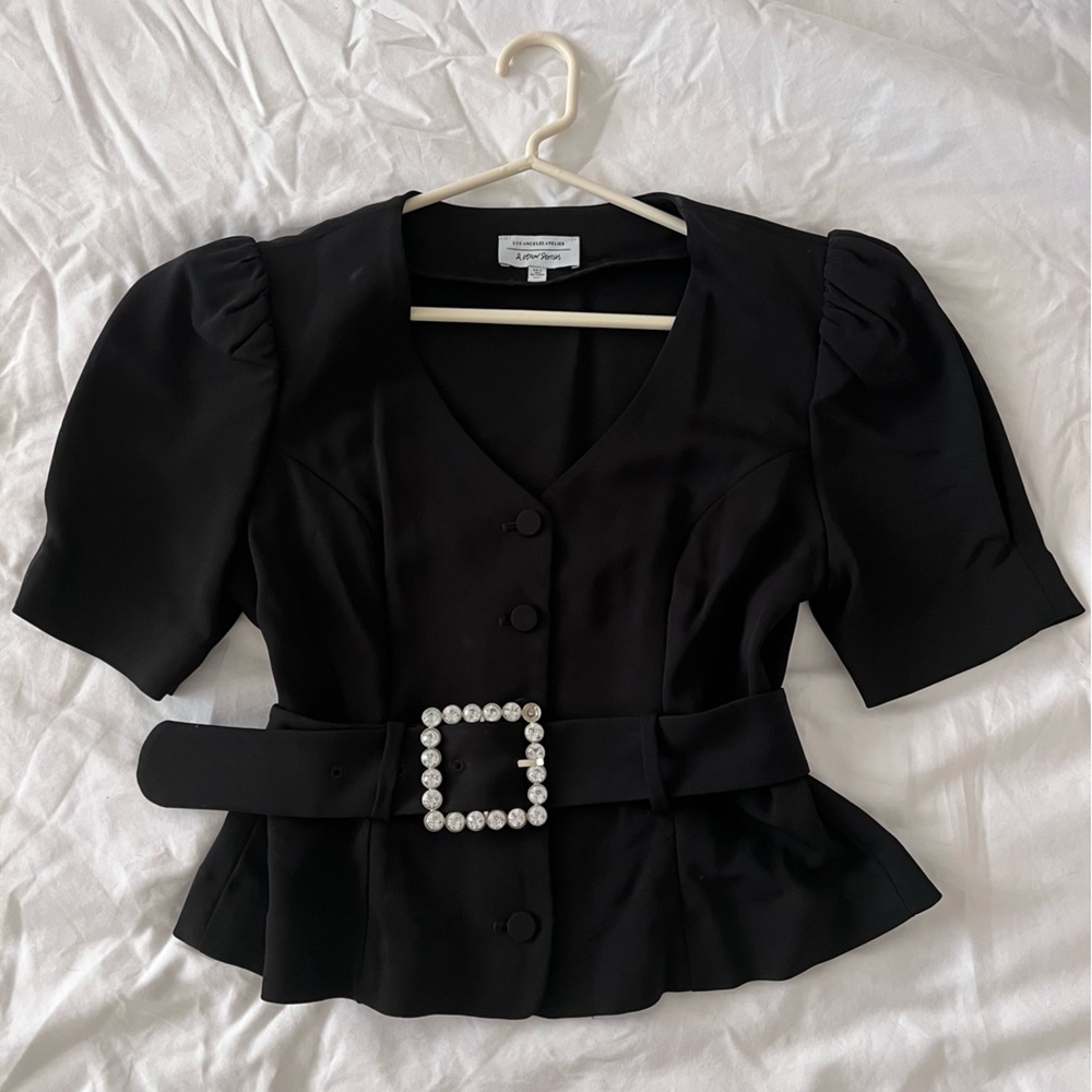 Other Stories Black Peplum Crop Blouse